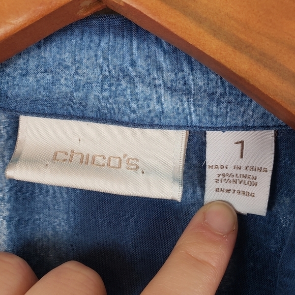 Chico's Lightweight‎ Linen Blend Jacket Blue Size 1 (Medium) - Picture 5 of 8